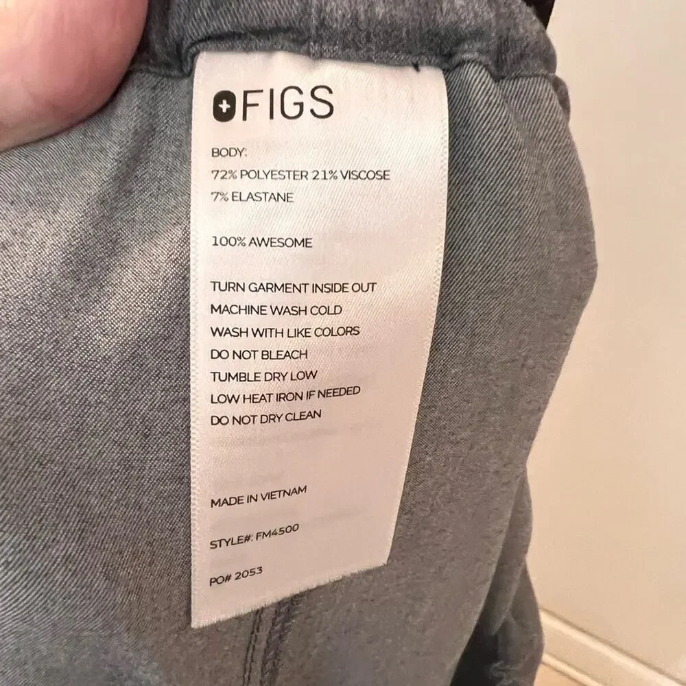 Figs men’s gray technical collection scrub pants size xl